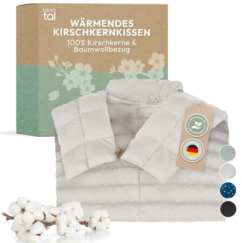 Blumtal Kirschkernkissen - Körnerkissen mit 100% Kirschkern-Füllung - Körnerkissen Mikrowelle mit OEKO-TEX zertifiziertem 100% Baumwoll-Bezug - Körnerkissen Nacken Schulter - Wärmekissen Beige