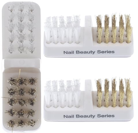 Spazzola Pulizia Unghie 3 Pezzi in Rame e Plastica per Manicure | Saloni Professionali e Uso Domestico, Pulizia Profonda, Formato Portatile, per Appassionati di Nail Art