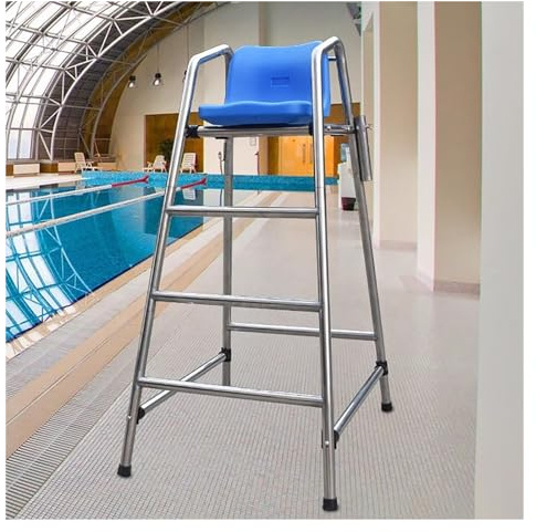 Silla salvavidas de acero inoxidable con almohadilla antideslizante y escalera de rescate alta para piscina, parque acuático y seguridad en la playa