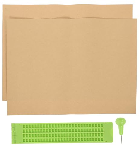 Uonlytech Scrittura Braille Kit Riutilizzabile Tavoletta in Plastica e Punteruolo Compatto per Studio Non Vedenti Uso Didattico