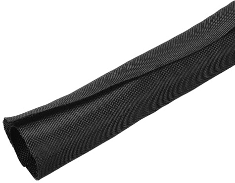 QUARKZMAN Flätad mantel, 30 fot (9 m) - 1 1/4 tum (32 mm) flätad slitsledning för kabelhantering bilvävd hylsa delad nätslang för multikabelhantering, svart