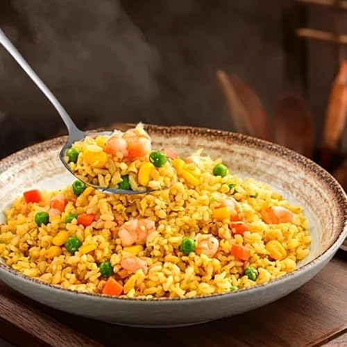 Grande cucchiaio da riso in acciaio inox, orientato all'utente, per pasta, insalata, riso, 20,5 cm x 6 cm, lavabile in lavastoviglie (confezione da 3)
