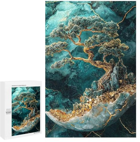 Crystal Realm Bonsai Tree Decorative Wooden Puzzle, 1000 PCS – Festive Gift for Adults – for Detail-Focused Puzzlers