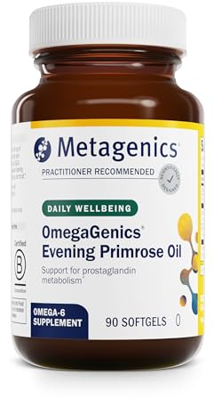 Metagenics OmegaGenics Evening Primrose Oil - 419 mg Omega-6 with 50 mg GLA - Supports Skin, Hormonal, PMS, Menopause & Immune Health* - Non-GMO, Gluten-Free - GMP Certified Facility - 90 Softgels