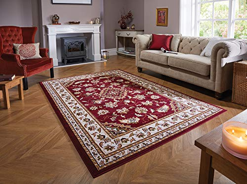 Lord of Rugs Large New Quality Traditional Rug Red Colour Carpet 120 x 170 cm (3'11 x 5'7) Sherborne