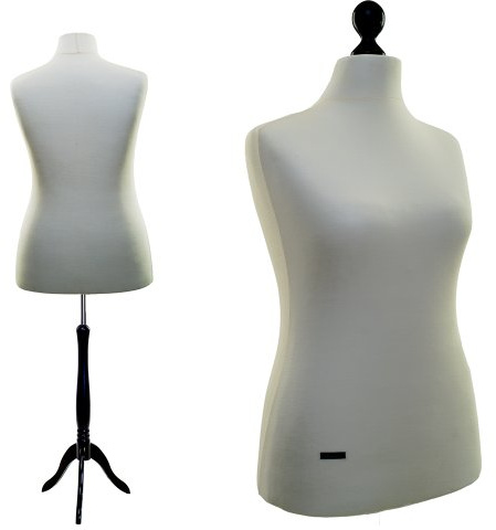 Schneiderpuppe LUCCESI | zum Probierpreis! | Größen S - XL (Female) | Torso Size: XL (42-44) | Wechselbezug Creme-Weiss | Standfuss schwarz | Damen - Schaufensterpuppe