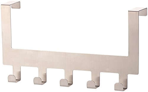 Carlo Milano Edelstahl-Türgarderobe mit 5 Haken, für Türen von 35-45 mm Dicke (Türhaken extra lang)