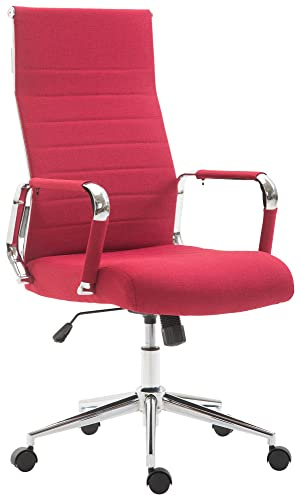 CLP Bürostuhl Kolumbus Stoff I Ergonomischer Chefsessel I Komfort Für Lange Arbeitstage I Robust Und Langlebig Für Gaming Und Home-Office Farbe rot