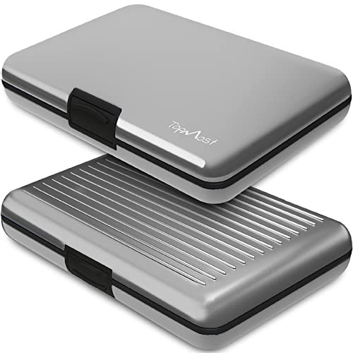 TopMost Aluminium Kreditkartenetui mit RFID-Schutz für Damen & Herren - Geldbörse für 12 Karten und Scheine, Schutz vor Datendiebstahl, Slim Wallet, Card Holder