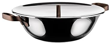Alessi edo Wok mit Griffen, Metall, Stahl, braun, 3