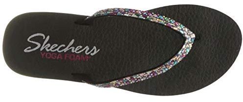 Skechers Damen Meditation Shine Away Zehentrenner, Black Mitobuck/Multi Rhinestone, 41 EU