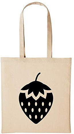 Huuraa Baumwollbeutel Erdbeere Geschenk Einkaufstasche Natural 10 Liter Baumwolle Erdbeere Accessoire