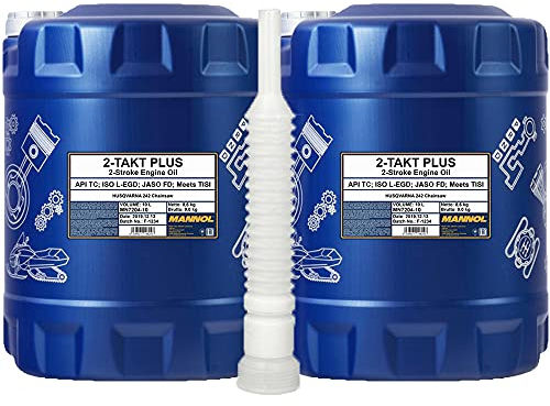 2 x 10 Liter, MANNOL 2-Takt Plus Motorradöl auf synthetisches Basis rot