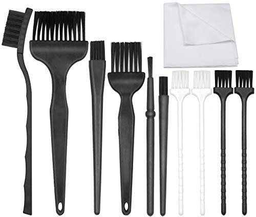 ACKLLR Anti Static Brushes Set with Microfiber Cleaning Cloth, 11 in 1 Small Portable Plastic Handle Nylon Cleaning Brush Kit for Computer PC Keyboard Laptop Screen Electronics Camera Lens Phone Car