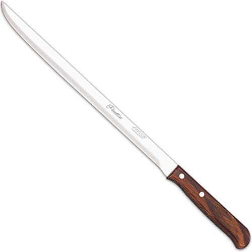 PECELLÍN Cuchillo Jamonero de 25 cm - Modelo Latina con Hoja Flexible Acero Inoxidable NITRUM Mango de Madera, para Cortar Patas y Paletas de Jamon Serrano e Iberico