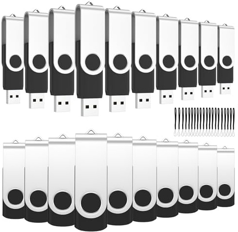 Cle USB 2 Go ABLAZE Lot de 50 Clé USB 2Go Flash Drive Pivotant Clef USB 2.0 | S tockage Disque avec 20 Cordes (Noir, 2GB*50PCS)