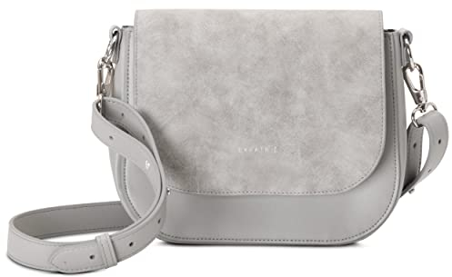 Expatrié Umhängetasche Damen Klein Grau - Louise Medium - Moderne Crossbody Bag aus Veganem Leder - Tasche für City Ausgehen - Verstellbarer Schultergurt