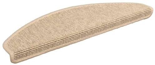 vidaXL Stufenmatten 15Stk., Treppenmatten in Sisal-Optik, Treppenteppich Selbstklebend, Treppenstufenmatte Treppenschutz, 65x21x4cm Beige