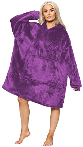 MS9 Women's Oversized Hoodie Wearable Blanket Hoodie Top With Sherpa Lining