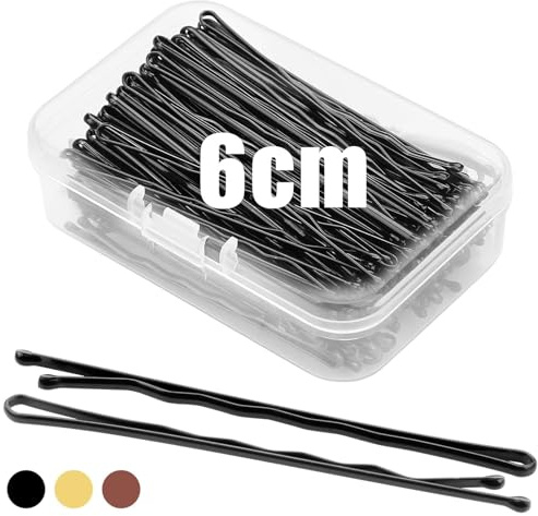 Mbmomnus 100 Pièces Epingle Cheveux Femme 6cm Pince Plate Cheveux Noir | Epingle a Cheveux Longues, Bobby Pins, avec Boîte Rangement Transparente, pour Filles, Tous Types, Coiffure, Maquillage