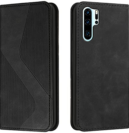 YIRRANZD Funda para Huawei P30 Pro, Cubierta de Cuero PU Funda Libro con Tapa [Tarjetas], Flip Case Cover Billetera Carcasa para Huawei P30 Pro (Negro)