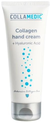 COLLAMEDIC Crème Mains au Collagène Anti-Âge, à l'Acide Hyaluronique, Crème Hydratante Réparatrice Intense, Laisse les mains Douces, Soin pour Mains Rugueuses, Sèches et Gercées, 75 ml