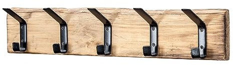 Garderobe Holz L55cm Hakenleiste 5 Haken Eiche Wanddeko Deko Kleiderhaken Natur Wandhaken Garderobenleiste