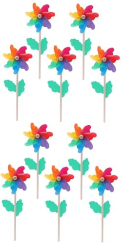 Toyvian 10 STK Meterstab Windrad-Party-Ornament Windmühlen Für Den Hof Windräder Für Und Garten Windmühle Spielzeug Für Hof Und Garten Windrad Kinder Draussen Holz Rotieren Hölzern