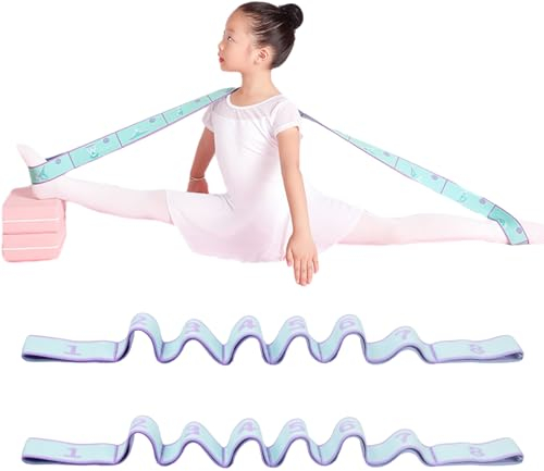 Tibapla 2 Stück Yoga Gurt Yoga Stretching Band Fitnessbänder Band mit 8 Schlaufen Hochelastischer Gymnastikband Resistance Bands Dehnungsband für Yoga Pilates & Faszien Training