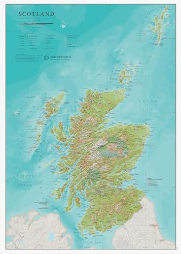 Karte von Schottland, Geschenk für Reisende, detaillierte Kartografie | Maps International - laminiert, 42 cm (B) x 59 cm (H)