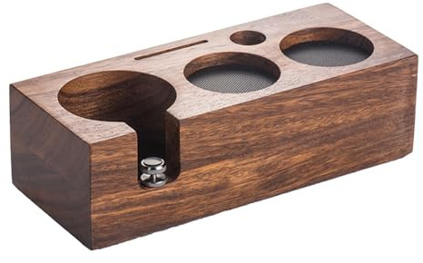 XLSBZ Wooden Coffee Tamper Station,58mm Tamper Holder Portafilter Stand Walnut Espresso Tamper Station for Home Bar Cafe