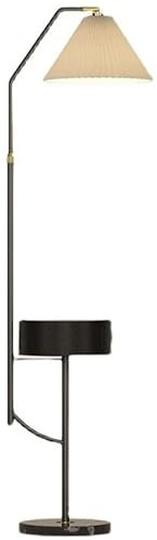 Lampadaire sur Pied Lampadaire E27 avec tiroir USB Charge sans Fil Lampe de Chevet de Stockage réglable lumière Debout avec Interrupteur au Pied Lampes Moderne (Color : Black)