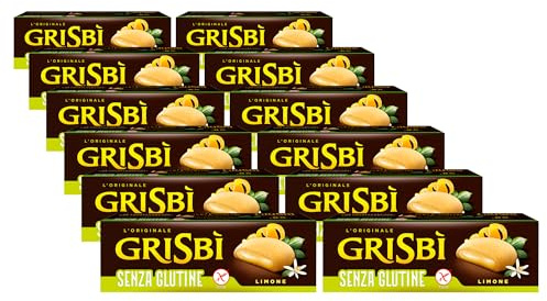 Grisbì Senza Glutine Limone - Biscotti Gluten Free di Pasta Frolla, Ripieni di Crema al Limone, Ideali per Colazione, Snack o Merenda, Formato Scorta, 12 Confezioni da 9 Biscotti, 1.800 gr