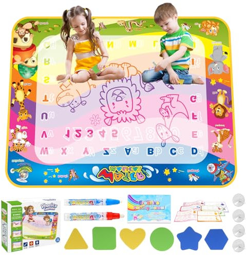 Tesoyzii Kinderspielzeug ab 1 2 3 4 Jahre, Malmatte mit Wasserstift Spielzeug ab 1 2 3 4 Jahre Mädchen Junge Wassermalmatte Geschenk Junge Mädchen 1-4 Jahre Geburtstagsgeschenk Toddler (Animals)