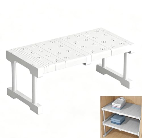 Küchenschrank Organizer Erweiterbar Lagerregal Verstellbares Separator Schuhe Regaltrenner Organizer DIY Separator Teiler Ohne Bohren für Schlafzimmer Theken Bücherregal (Breite 42cm, Lang 37-48cm)