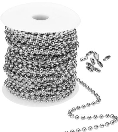 PATIKIL 4.5mm x 56ft 304 Stainless Steel Ball Chain, 1 Set Ball Chain Bead with 100 Pcs Matching Connector Clasp for Curtain Blind Pull, Tag Rings, DIY Crafts