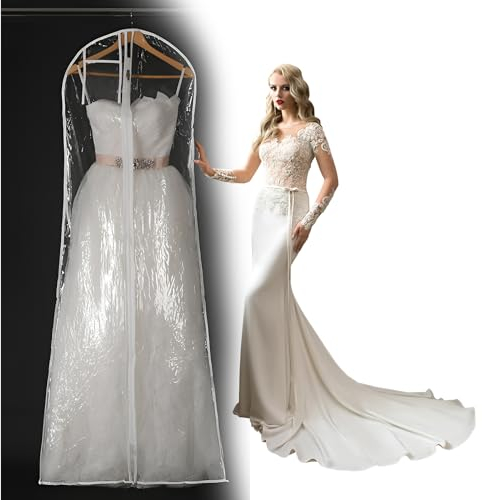 Kleidersack Brautkleid Staub Kleiderhülle Lang - Transparent Brautkleidhülle Kleidersack Lang 180 cm Kleidung Aufbewahrung - für Dress Abendkleider Brautkleider