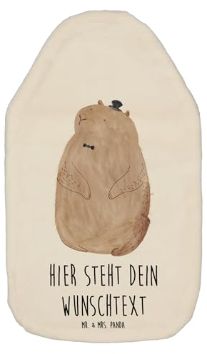 Mr. & Mrs. Panda Personalisierte Wärmflasche Murmeltier - Weiß
