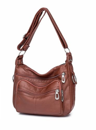 Banbituy Tragetasche, Umhängetasche für Damen, Schultertasche, weiches Leder, leicht, mit Reißverschluss, für die Arbeit