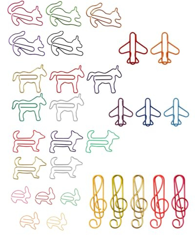 ZAMXHUG Farbige Büroklammern - 30PCS büroklammern motiv,Tier BüRoklammern, Kreative Metall Klammern Paper Clips-Kreative Lesezeichen für Büro, Schule und zu Hause,6 Stile