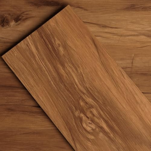 GreenFullHouse Vinyl Bodenbelag Lino Bodenbelag Selbstklebende Boden Peel und Stick Bodenfliesen 2.0mm dick wasserdicht für Wohnzimmer Schlafzimmer Badezimmer Küche(5.02㎡,Warmes Braun)