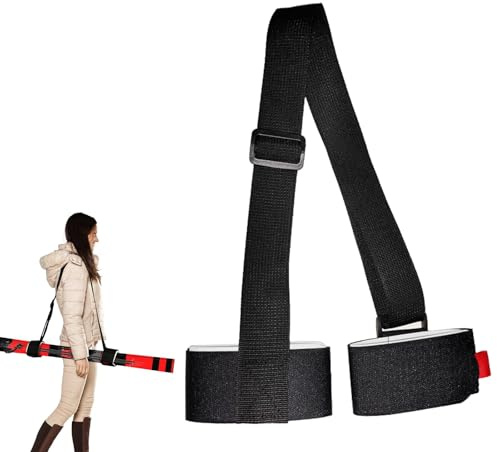 Doukesh Ski Tracolla Regolabile,Ski Straps,Cinghia da Sci in Nylon, Poliestere Ski Tracolla per Snowboard,Cinghie Porta Sci,Fascette da Sci,Cinghie da Sci per Trasporto Snowboard (Nero)