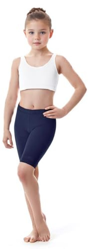 INSAFIANS Girls Nylon Shorts Cycling School Sports Dancing PE Stretchy Shorts Swimming Running Exercising (UK, Age, 5 Years, 6 Years, Regular, Navy)