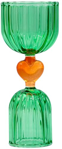 ban.do Cocktail Measuring Jigger, Double Jigger Shot Glass, 1/2 and 1 Shot Measuring Cup, Green Glass Bar Tool (Tipsy Turvy Green) | Tipsy Turvy Double Jigger Shot Glass, 1/2 and 1 Shot Measuring Cup, Colored Glass Bar Tool and Bar Cart Decor