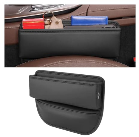 Adunsiaoto Boîte Rangement Pour Siège De Voiture, Auto Seat Gap Organisateur, Boîte De Rangement En Cuir PU Pour Siège D'auto, Multifonctionnel Stockage D'écart Siège De Voiture Organisateur(Noir)