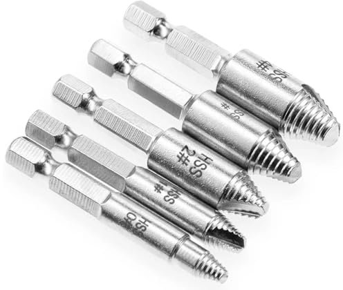 5-teiliger Bohrer for Ausdrehen beschädigter Schrauben, Schnellarbeitsstahl, doppelt, leicht herauszunehmen, seitliches Ausbohren von gebrochenen Schrauben, Entfernerbolzen