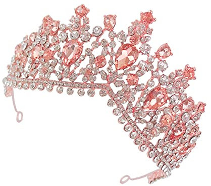 HAODUOO Koreanische Strass Hochzeit große Krone Brautkrone Strass Haarschmuck Kopfbedeckung for Frauen Hochzeitskleid Haar Prinzessin Braut Braut Krone Strass Krone Hochzeitskrone