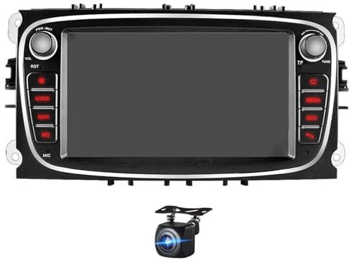 MKVAXR Car Radio Multimedia Video Player, for Focus, S-Max, for Mondeo, 9 Galaxy C-Max Navigation GPS Android 9.0 NO DVD 2din 2 Din Vehicle Multimedia Player(1G 16G black CAM)