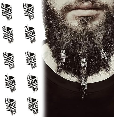 QIUMING Cuentas en Espiral Vikingas - Anillos para Cabello y Barba - 20 Piezas - Plata - Tamaño 8 mm - Unisex - Adultos