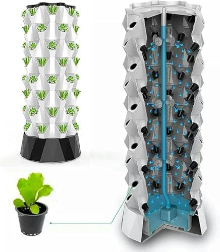 BTOIASYHF Indoor Gardening Hydroponic Growing System, Column Tower Planting Box, Hydroponic Equipment, DIY Soilless Culture Growing Kit, with 48/64 Planting Points, Gardening Enthu